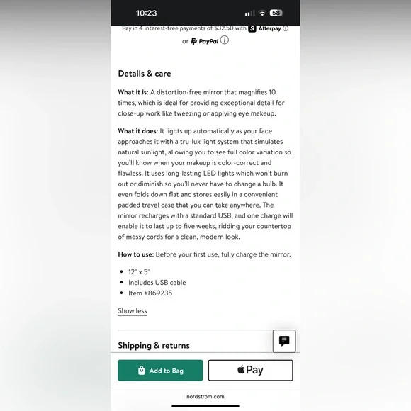 Simplehuman Foldable 5” Mirror w/ Case - Picture 4 of 5